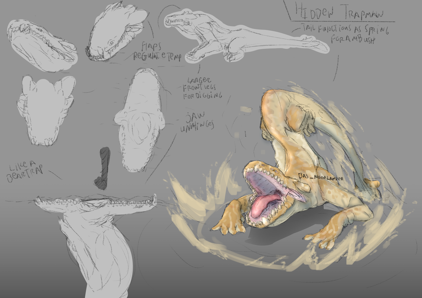 My final coloring for the 'living beartrap' desert dragon
